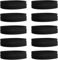 🧘 teemico 10 pack cotton yoga headbands - elastic hair wraps for teens, girls, and women - exercise, running, sports accessories in black logo