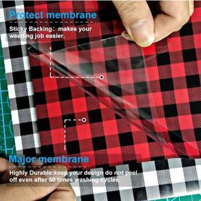 img 2 attached to 🎄 Viewmoi Christmas Buffalo Plaid Pattern HTV Vinyl: 5 Pack 12" x 10" Sheets for T Shirts & Other Fabrics - Red & Black