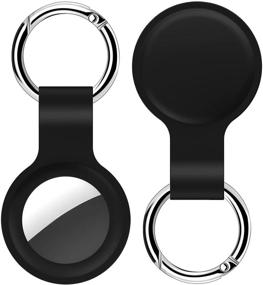 img 4 attached to 🔒 Black Soft Silicone AirTag Case with Key Ring 2 Pack - Protection and Portability for AirTag Finder Keychain Accessory