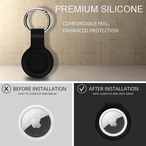 img 3 attached to 🔒 Black Soft Silicone AirTag Case with Key Ring 2 Pack - Protection and Portability for AirTag Finder Keychain Accessory