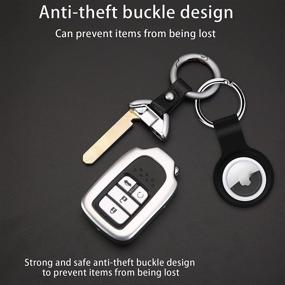 img 1 attached to 🔒 Black Soft Silicone AirTag Case with Key Ring 2 Pack - Protection and Portability for AirTag Finder Keychain Accessory