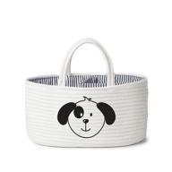 🐶 cotton rope portable baby diaper caddy by bondeco - nursery wipes and diapers storage bin with handles - car caddy organizer, travel tote bag for newborns, infants, and toddlers (dog) logo