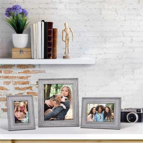 img 3 attached to BOICHEN Rustic Farmhouse Gray Washed Distressed 5x7 Frame (4-Pack) with Glass Cover - Wall or Stand Photo Frame Set, Ready to Hang or Stand - Rotatable Backing