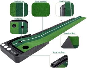 img 1 attached to 🏌️ MESIXI Portable Indoor Outdoor Golf Putting Green Mat with Auto Ball Return System - Mini Golf Training Aid Equipment for Men, Ideal for Home, Office, and Outdoor Use - Perfect Golf Gifts