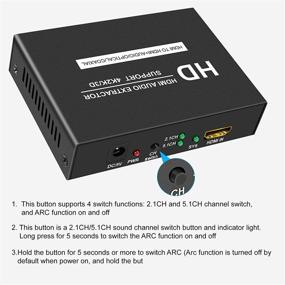 img 1 attached to 🔌 LinSeek 4K HDMI Audio Extractor: HDMI to HDMI Splitter with Optical Coaxial +Audio (3.5mm Stereo), Converter Supports 4K@30Hz, 1080P, 3D ARC/2.1CH/5.1CH