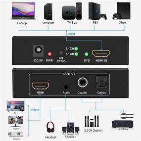 img 2 attached to 🔌 LinSeek 4K HDMI Audio Extractor: HDMI to HDMI Splitter with Optical Coaxial +Audio (3.5mm Stereo), Converter Supports 4K@30Hz, 1080P, 3D ARC/2.1CH/5.1CH