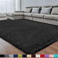 super soft black area rug: 8x10 fluffy shag rug for bedroom, living room, nursery, and more! logo