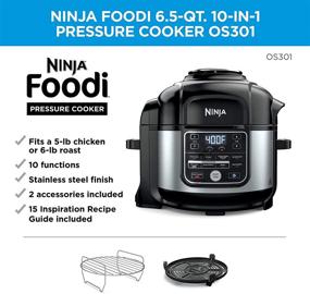 img 3 attached to 🥘 Ninja Foodi OS301 10-in-1 Pressure Cooker and Air Fryer with Nesting Broil Rack, 6.5 Quart, Stainless Steel