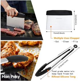 img 1 attached to 🔥 Han Peky 9-Piece Flat-top Grill Accessories Kit: Commercial Grade Griddle Tools Set for Blackstone, Including Spatulas, Chopper, Tongs, Bottle, Meat Thermometer, and Carry Bag