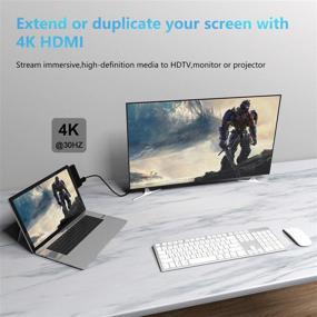 img 2 attached to 🔌 Enhance Your Surface Go/Go 2 Experience with the 4-in-1 Docking Station: HDMI, USB, Audio Jack Combo Adapter for Accessories