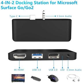 img 3 attached to 🔌 Enhance Your Surface Go/Go 2 Experience with the 4-in-1 Docking Station: HDMI, USB, Audio Jack Combo Adapter for Accessories