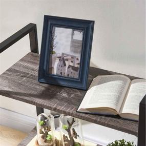 img 2 attached to 📚 BON AUGURE Compact Small Space Bookshelf, 2 Shelf Low Metal Bookcase, Industrial Shelving Unit with Short Dark Gray Oak Shelves