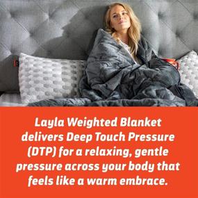 img 3 attached to 🛌 Layla Weighted Blanket: Fleecy Top Layer, 300 Thread-Count, Even Weight Distribution, Warm & Breathable, 100% Cotton Bottom Layer (15 lbs)