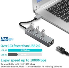 img 3 attached to 🔌 JAVONTEC USB to Ethernet Adapter with 3 Port USB 3.0 Hub - Fast Wired Network Converter for Laptops, Computers, Tablets and More