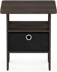 img 2 attached to 🛏️ Furinno End Table Bedroom Night Stand with Bin Drawer - Dark Brown/Black: Stylish and Functional Furniture Piece that Enhances Bedroom Décor