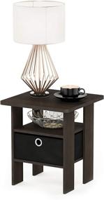 img 1 attached to 🛏️ Furinno End Table Bedroom Night Stand with Bin Drawer - Dark Brown/Black: Stylish and Functional Furniture Piece that Enhances Bedroom Décor