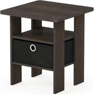 🛏️ furinno end table bedroom night stand with bin drawer - dark brown/black: stylish and functional furniture piece that enhances bedroom décor logo