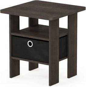 img 4 attached to 🛏️ Furinno End Table Bedroom Night Stand with Bin Drawer - Dark Brown/Black: Stylish and Functional Furniture Piece that Enhances Bedroom Décor