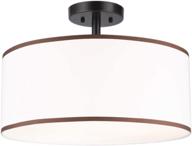 co-z 18-inch bronze finished drum light chandelier - contemporary semi flush mount ceiling lighting fixture with diffused shade for kitchen, hallway, dining room table, bedroom, bathroom логотип