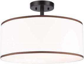 img 2 attached to CO-Z 18-inch Bronze Finished Drum Light Chandelier - Contemporary Semi Flush Mount Ceiling Lighting Fixture with Diffused Shade for Kitchen, Hallway, Dining Room Table, Bedroom, Bathroom