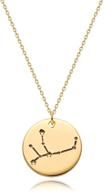 mevecco 18k gold plated zodiac coin necklace with horoscope sign engraving - personalized constellation pendant on dainty chain logo