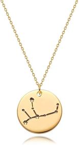 img 4 attached to Mevecco 18K Gold Plated Zodiac Coin Necklace with Horoscope Sign Engraving - Personalized Constellation Pendant on Dainty Chain