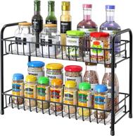 2-tier metal spice rack organizer for countertop - black logo