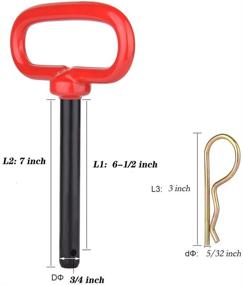 img 3 attached to 📌 2 Pack 0.75-inch Red Handle Hitch Pin Set - Hitch Pin Accessories for Tractors, Clevis Pin 0.75 x 6.5-inch