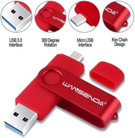 img 2 attached to 📱 WANSENDA OTG USB флэш-накопитель USB 3.0 USB-накопитель USB 3.0 Android/PC/Tablet/Mac (256 ГБ, красный) - Улучшено для SEO