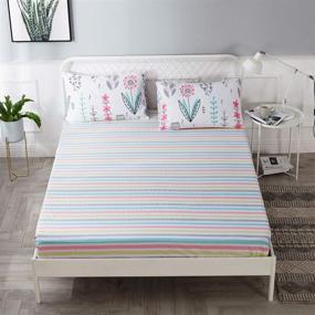 img 3 attached to 🌈 Vibrant Striped Twin Fitted Sheet - Wrinkle Free 100% Soft Cotton - Deep Pocket Kids Bedding Collection - HighBuy Twin Bed Sheet 1 PCS