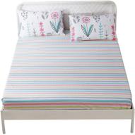 🌈 vibrant striped twin fitted sheet - wrinkle free 100% soft cotton - deep pocket kids bedding collection - highbuy twin bed sheet 1 pcs logo