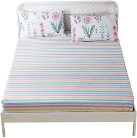 img 4 attached to 🌈 Vibrant Striped Twin Fitted Sheet - Wrinkle Free 100% Soft Cotton - Deep Pocket Kids Bedding Collection - HighBuy Twin Bed Sheet 1 PCS