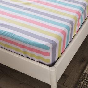 img 1 attached to 🌈 Vibrant Striped Twin Fitted Sheet - Wrinkle Free 100% Soft Cotton - Deep Pocket Kids Bedding Collection - HighBuy Twin Bed Sheet 1 PCS