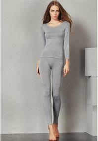 img 3 attached to 👚 Liang Rou Women's Ultra Thin Modal Thermal Underwear Top & Bottom Set: Sleek Crewneck Long Johns for Maximum Comfort