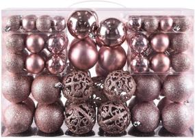 img 4 attached to 🎄 Shatterproof Christmas Decorations Set - 100ct Xmas Tree Ornaments in Rose, Reusable Hand-held Gift Packaging - Ideal for Holiday Tree Décor