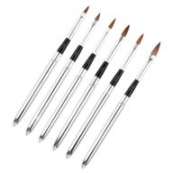 💅 wokoto 6pcs/set silver metal handle nail art builder crystal carve brush design for 3d pattern design nail art brushes, detachable set logo