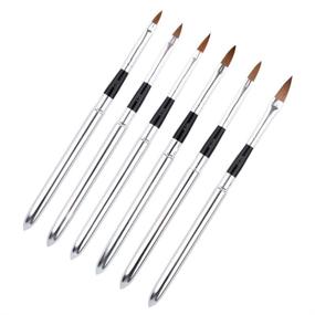 img 4 attached to 💅 WOKOTO 6pcs/SET Silver Metal Handle Nail Art Builder Crystal Carve Brush Design For 3D Pattern Design Nail Art Brushes, Detachable Set