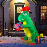 🦖 yokgrass 6.6 ft christmas inflatable dinosaur - outdoor decor with led lights, indoor yard lawn halloween decoration - cute fun xmas holiday blow up party display logo