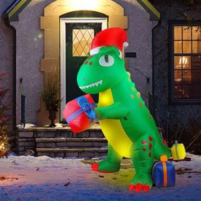 img 4 attached to 🦖 Yokgrass 6.6 FT Christmas Inflatable Dinosaur - Outdoor Decor with LED Lights, Indoor Yard Lawn Halloween Decoration - Cute Fun Xmas Holiday Blow Up Party Display