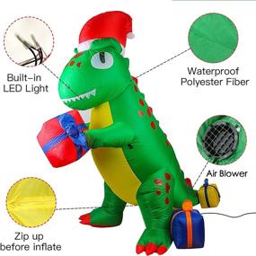 img 2 attached to 🦖 Yokgrass 6.6 FT Christmas Inflatable Dinosaur - Outdoor Decor with LED Lights, Indoor Yard Lawn Halloween Decoration - Cute Fun Xmas Holiday Blow Up Party Display