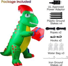 img 1 attached to 🦖 Yokgrass 6.6 FT Christmas Inflatable Dinosaur - Outdoor Decor with LED Lights, Indoor Yard Lawn Halloween Decoration - Cute Fun Xmas Holiday Blow Up Party Display