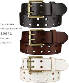 img 1 attached to Classic Leather Men's Belts and Accessories with Vintage Antique Roller Buckle