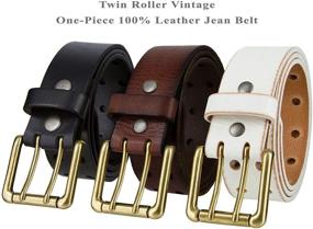 img 2 attached to Classic Leather Men's Belts and Accessories with Vintage Antique Roller Buckle