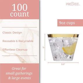 img 4 attached to 🥂 Premium Gold Rimmed Plastic Cups – 100 Pack | Elegant Disposable Glasses for Weddings, Parties & Events | 9 oz Clear Drinkware with Gold Trim