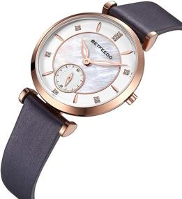img 3 attached to Betfeedo Womens Leather Steel Quartz
