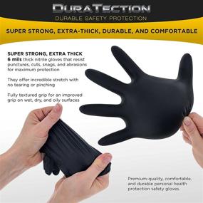 img 1 attached to 🧤 Dura-Gold HD Black Nitrile Disposable Gloves, X-Large Size, 6 Mil - Latex-Free, Powder-Free, Textured Grip (Box of 100)