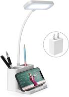 resovo led desk lamp with adapter - 2 pen holder/2 phone stand - 3 color modes & dimmable brightness - 360° flexible gooseneck reading lamp - eye-protection for students, dorm reading - white логотип