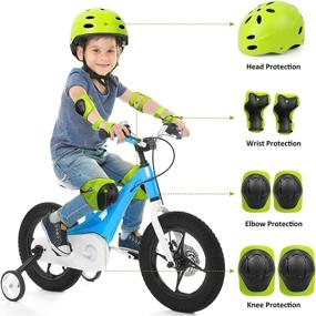 img 3 attached to 🚴 Children's Protective Gear Set: Bike Helmet, Knee Pads, Elbow Pads with Wrist Guard - Ideal Skateboard Accessories for Rollerblading, Skateboarding, Cycling, Skating, Bike Riding, and Scootering.