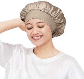 img 4 attached to 🌙 100% Mulberry Silk Bonnet for Sleeping - LilySilk 19 Momme Silk Night Sleep Cap with Adjustable Hair Wrap