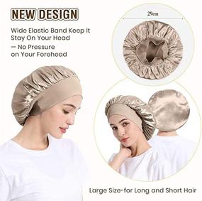 img 3 attached to 🌙 100% Mulberry Silk Bonnet for Sleeping - LilySilk 19 Momme Silk Night Sleep Cap with Adjustable Hair Wrap